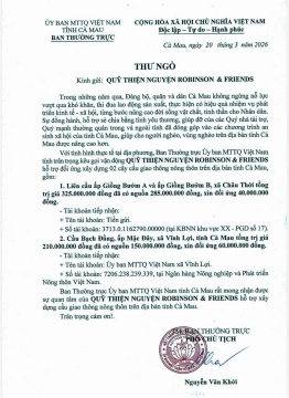 GÂY QUỸ HỖ TRỢ XÂY DỰNG 02 CẦU GIAO THÔNG NÔNG THÔN TẠI CÀ MAU